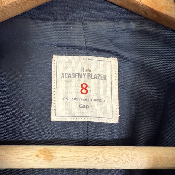 Gap The Academy Ponte Blazer Jacket Women's 8 Navy Blue Black Trim Career Formal - Picture 7 of 14